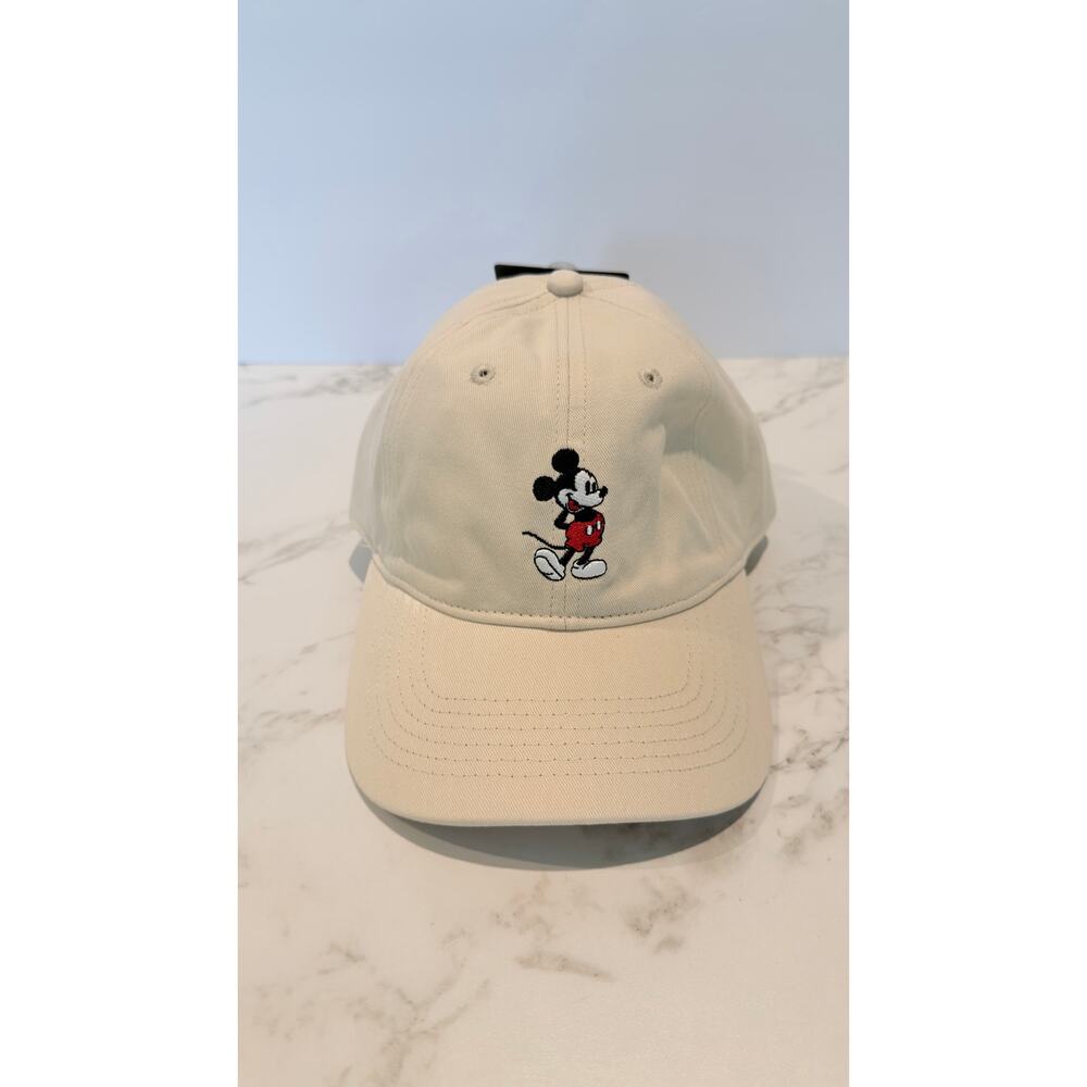 NEW Disney Mickey Mouse Cream Embroidered Adjustable Dad Hat